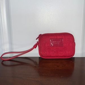 Michael Kors Designer Coin Purse Wallet Wristlet | Red MK Soft